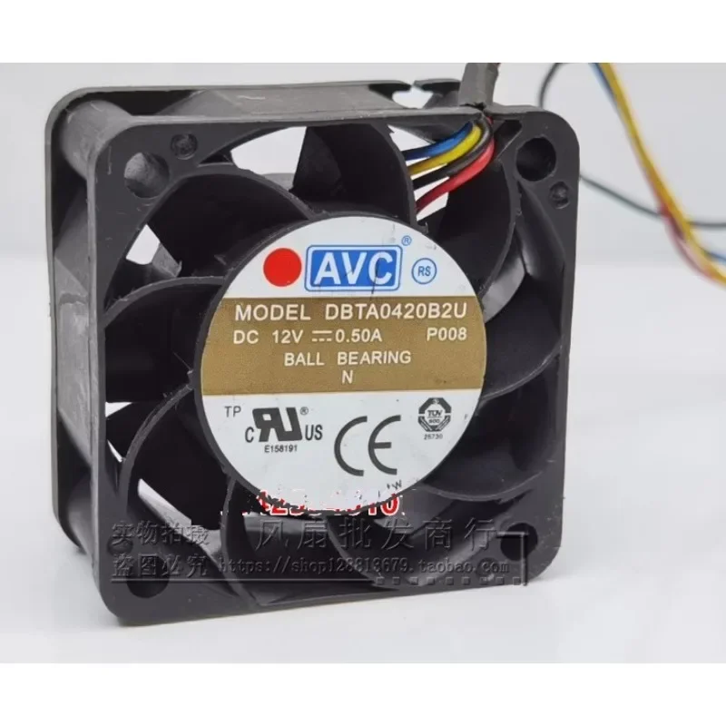 New CPU Fan for AVC DBTA0420B2U 4020 12V 0.50A 4CM PWM Cooling Fan 40*40*20mm