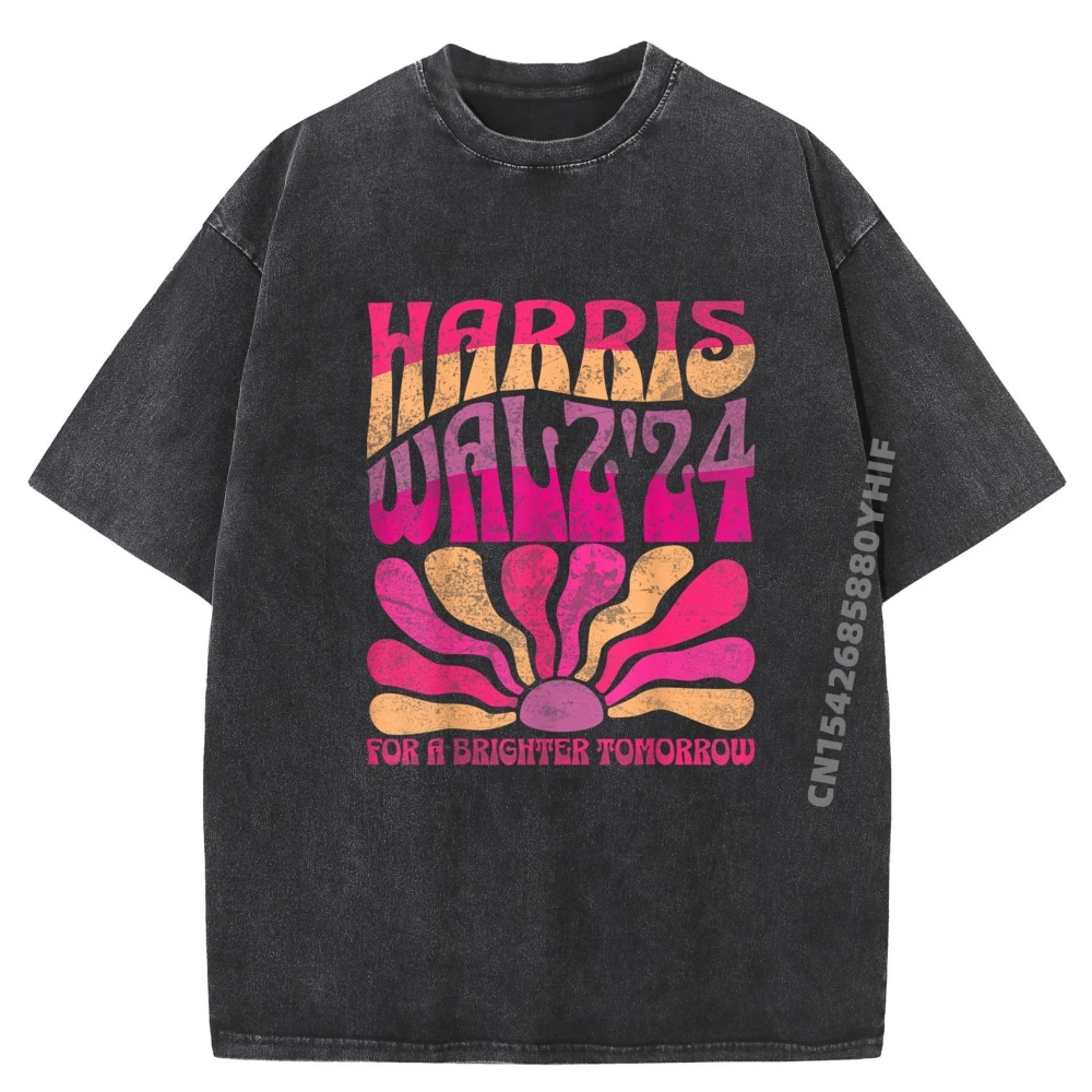 

Футболка с рисунком, свободная мужская футболка Harris Waltz 2024, повседневная стираная мужская рубашка с коротким рукавом и принтом