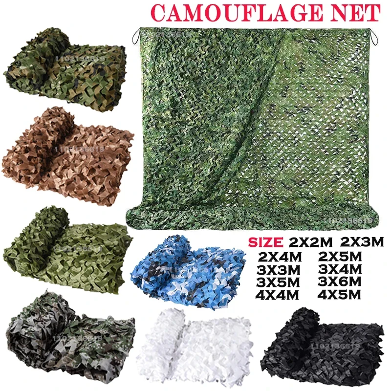 Camouflage Net White Blue Beige Desert Hunting Hidden Net Outdoor Awning Garden Shade Gazebo 2x2m 3x6 4x5