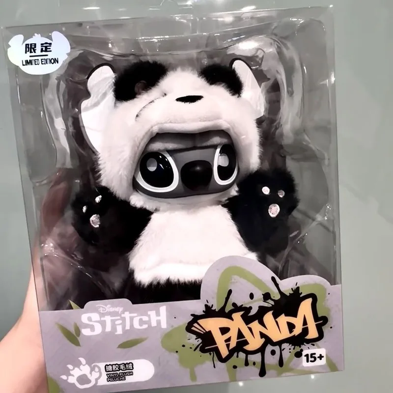Miniso Disney Stitch Limited Edition Genz Street Series Panda Vinyl Stitch Plüschpuppe Taschenanhänger Ornament Geburtstag Kindergeschenke