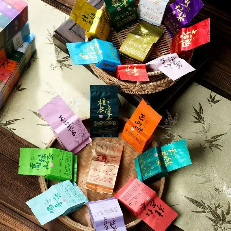 Hot Sales Chinese Tea Bag Dahongpao Tieguanyin Customized Aluminum Foil Bag 16pcs Combination Colorful Self-sealing Tea Bag New