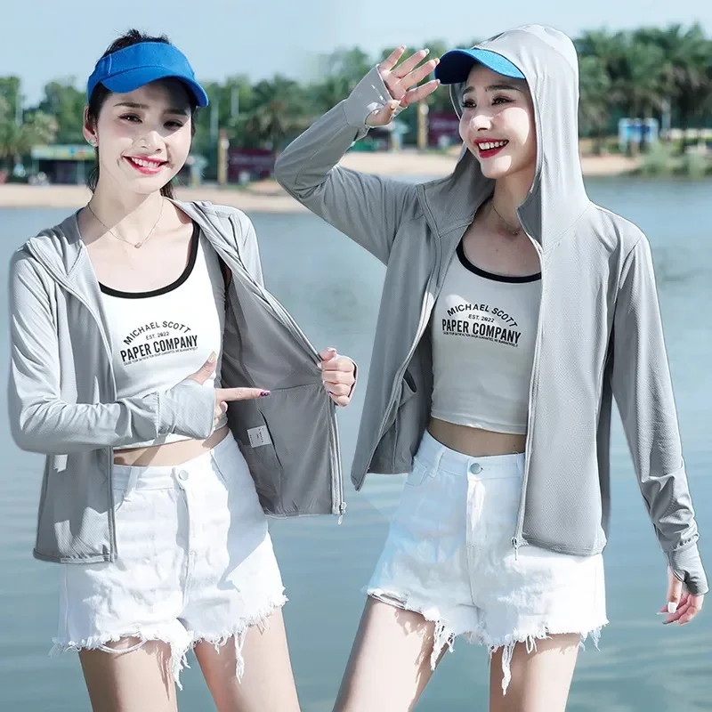 High-Quality Sunscreens Jacket Women's New Summer 2024 Thin UV Coat Breathable Sun-Protective Clothing Hooded Skin Tops Female