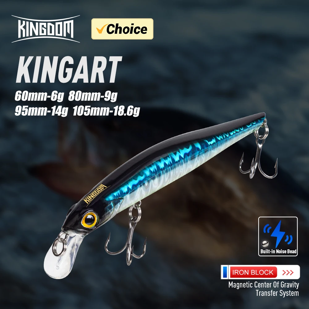 Kingdom Sinking Minnow Bait 60 80 95 105mm Vibrate Sinking Jerkbati Swimbait Magnet Trasnfer Long Casting Hard Fishing Lure