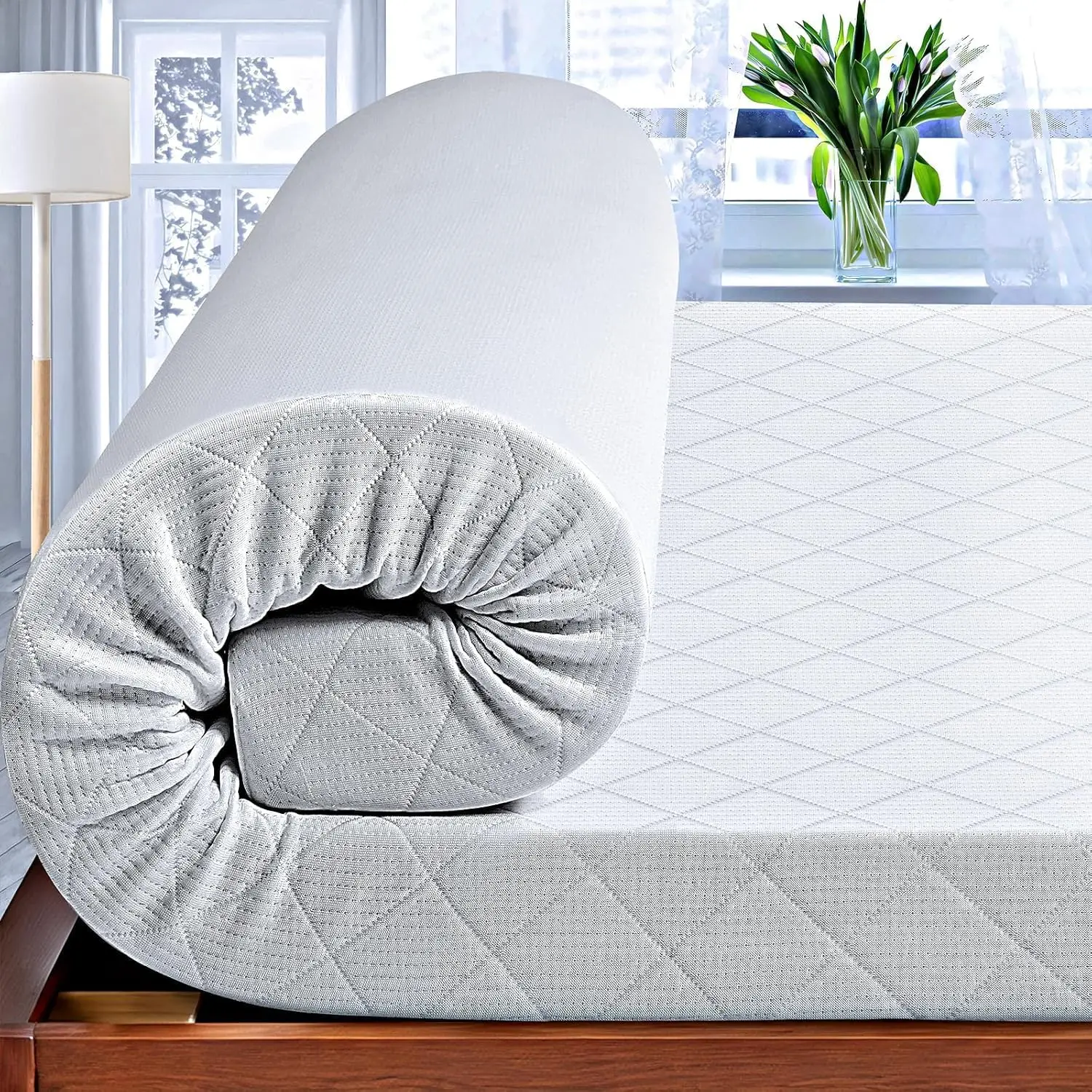 

3 H Cooling Memory Foam Mattr Topper Twin, High Density Foam Bed Topper With Washable Removable Bamboo Cover, Organic,