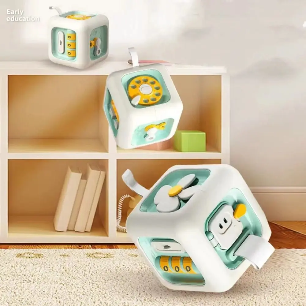 6 IN 1 Montessori Educational Practice Skills Creative Multipurpose Busy Cube Fine Motor Plastic Sensory Busy Board Baby