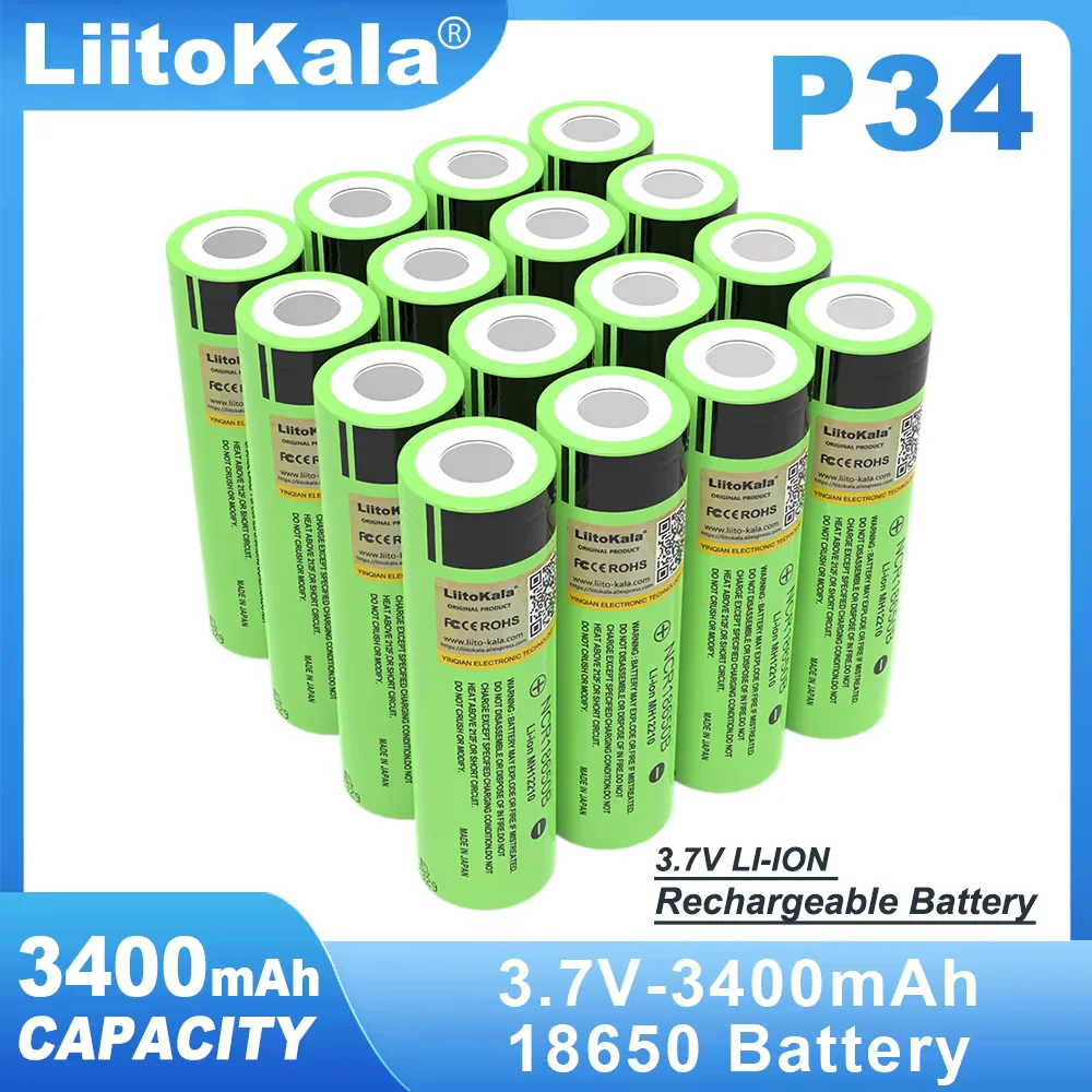 1-6PCS Liitokala Original NCR18650B 3.7V 3400mAh 18650 Rechargeable Lithium Battery For  Flashlight Battery