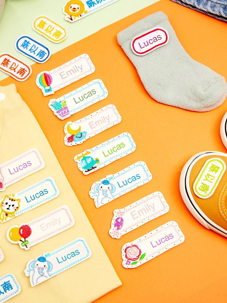Custom Embroidery Name Sticker Washable Clothes Label Personal Name For Kids Children Sewing On School Uniform Towel Label Tag