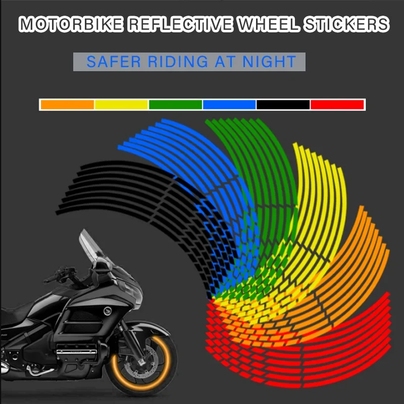 

16 PCS 17"18" Motorcycle Wheel Stickers Universal Car Steel Rims Car Wheel Reflective Stickers Waterproof Motorcycle Rim Tape