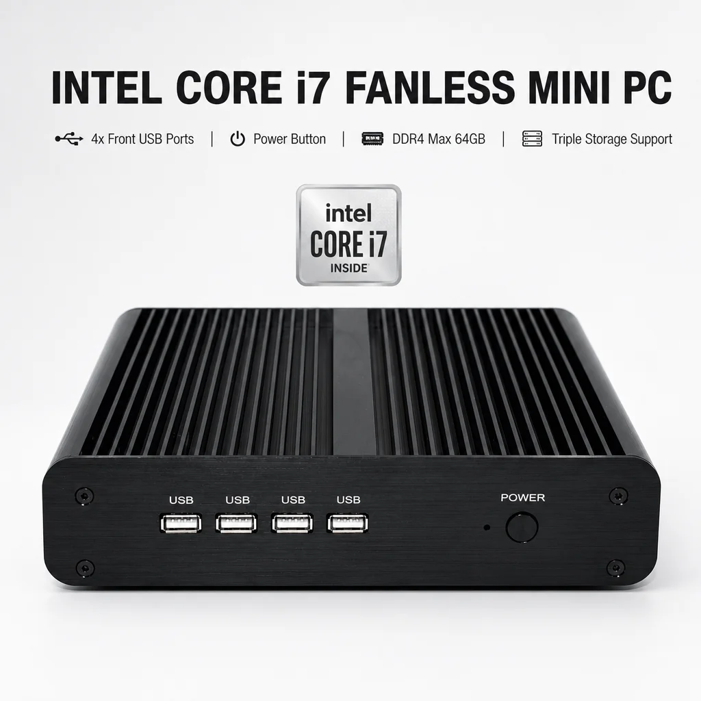 Partaker 12th Gen Alder Lake Fanless Mini PC Intel Core I7 1255U 1260P 1165G7 10510U HD DP Win 11 Gaming Desktop Computer