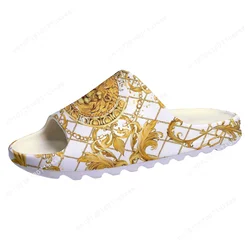 Luxury Golden Floral Prints Soft Sole Sllipers Home Clogs Customized Step On Water Shoes Mens Womens Teenager Step in Sandals