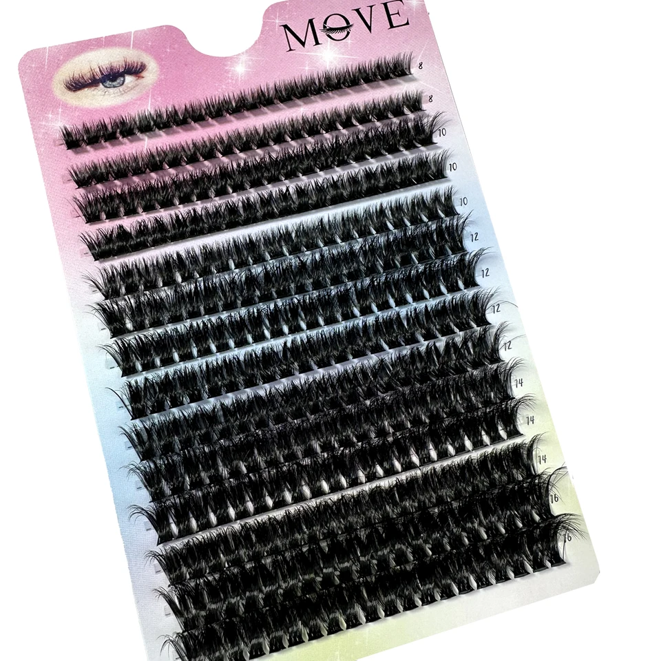 280 piezas DIY 5D racimos esponjosos 80D gruesos curva D individuales 8-18mm extensión por racimos 4