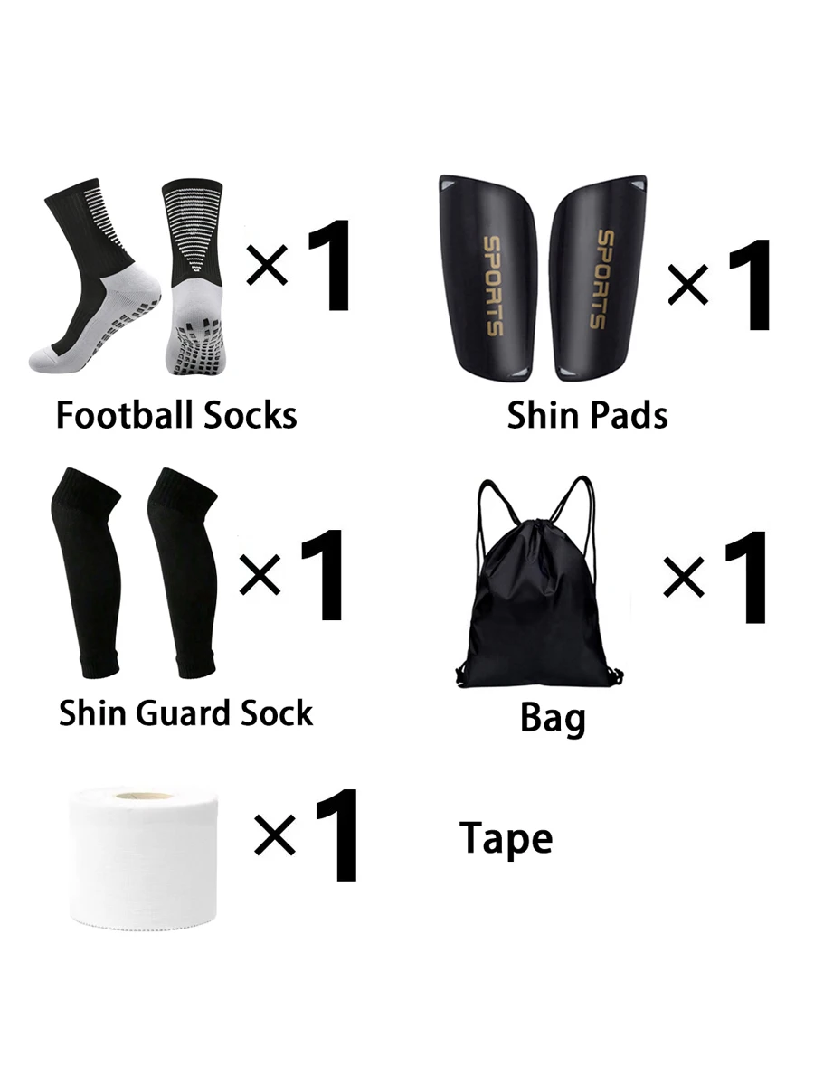 

1 Set Soccer Accessories Men Women Sports Socks Anti-slip Sports Tape Drawstring Soccer Bag Leg Socks Leg Guard