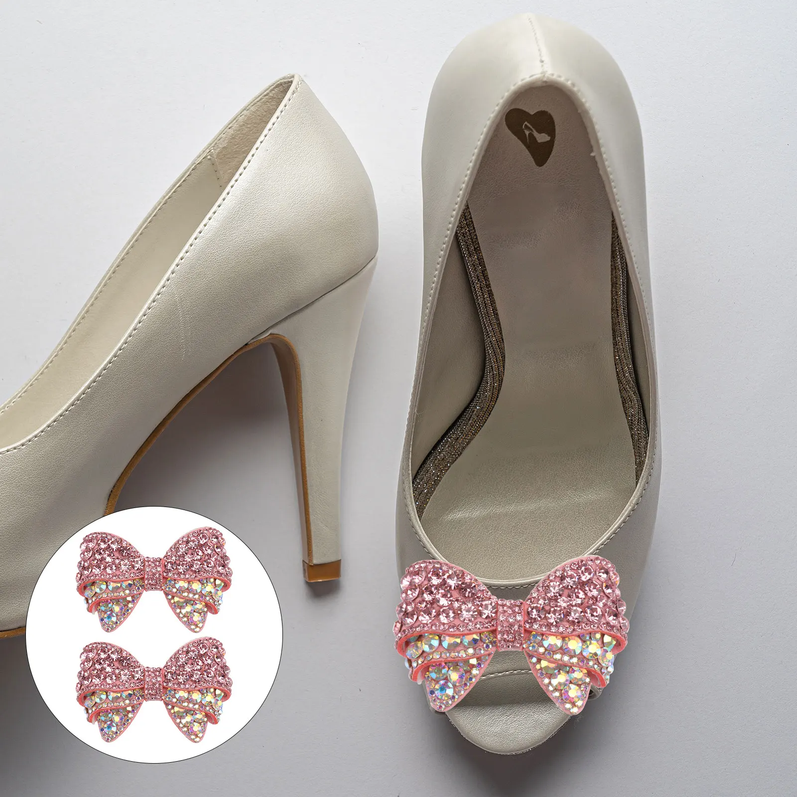 

1 Pair Rhinestone Bowknot Shoe Accessories Creative Decorative Pendants Wedding Bags Hand Sewing Fashionable Adornment Elegant