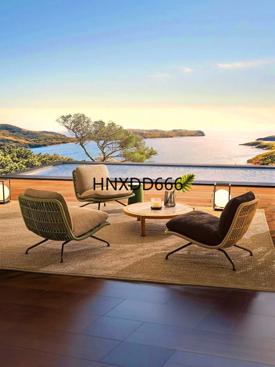 Balcony leisure single sofa coffee table combination rattan