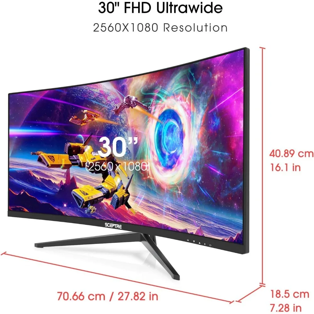 30-inch Curved Gaming Monitor 21:9 2560x1080 Ultra Wide/ Slim HDMI up to 200Hz Build-in Speakers