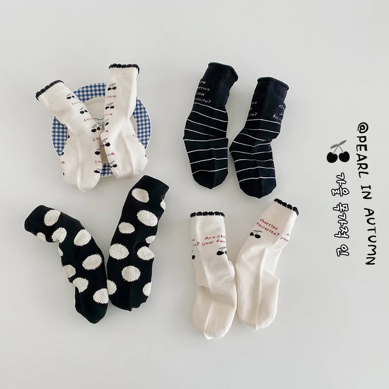 Socks Toddler Kids Little Boys Girls Fashion Cotton Crew Socks 4 Pairs Baby Children 3-12T 2023 Autumn Winter