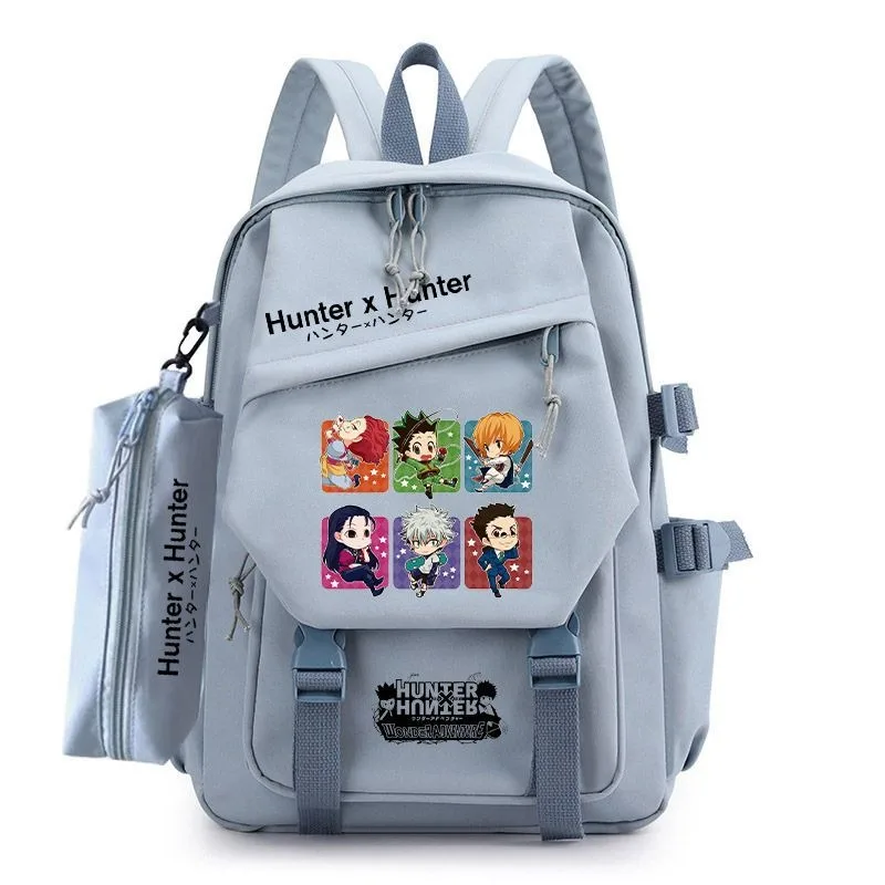 HUNTRX Black Backpack with Pastel Anime Patchwork Hunter X Hunter Grid Two Tone Backpack, Anime | eBay main image 4