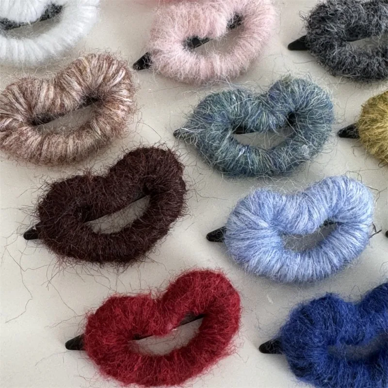 Handmade Wool Winding Small Love Hairpin Sweet Heart Lover Hair Clip Sweet Hairy Lion Hair Accessories for Women