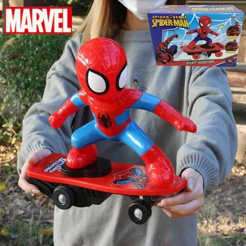 Marvel Spiderman Automatische Flip Rotatie Skateboard Akoesto-Optische Auto Ultraman Elektrisch Muziekspeelgoed Stunt Scooters Kerst Speelgoed