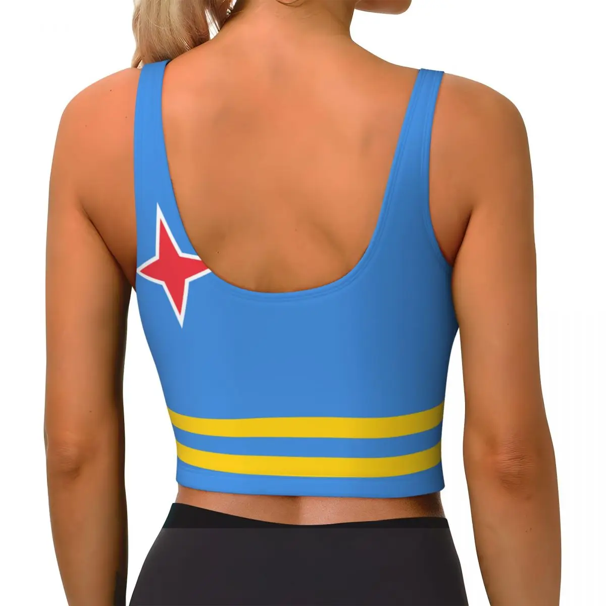 Yoga Vest Women Gym Sports Crop Tops Flag Of Aruba Streetwear Workout Breathable Tank Top Female