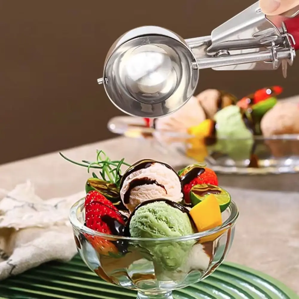 

Professional Stainless Steel Ice Cream Ball Scoop Press Design Rust-proof Ice Cream Digger Plastic Handle Fruit Scoop Watermelon