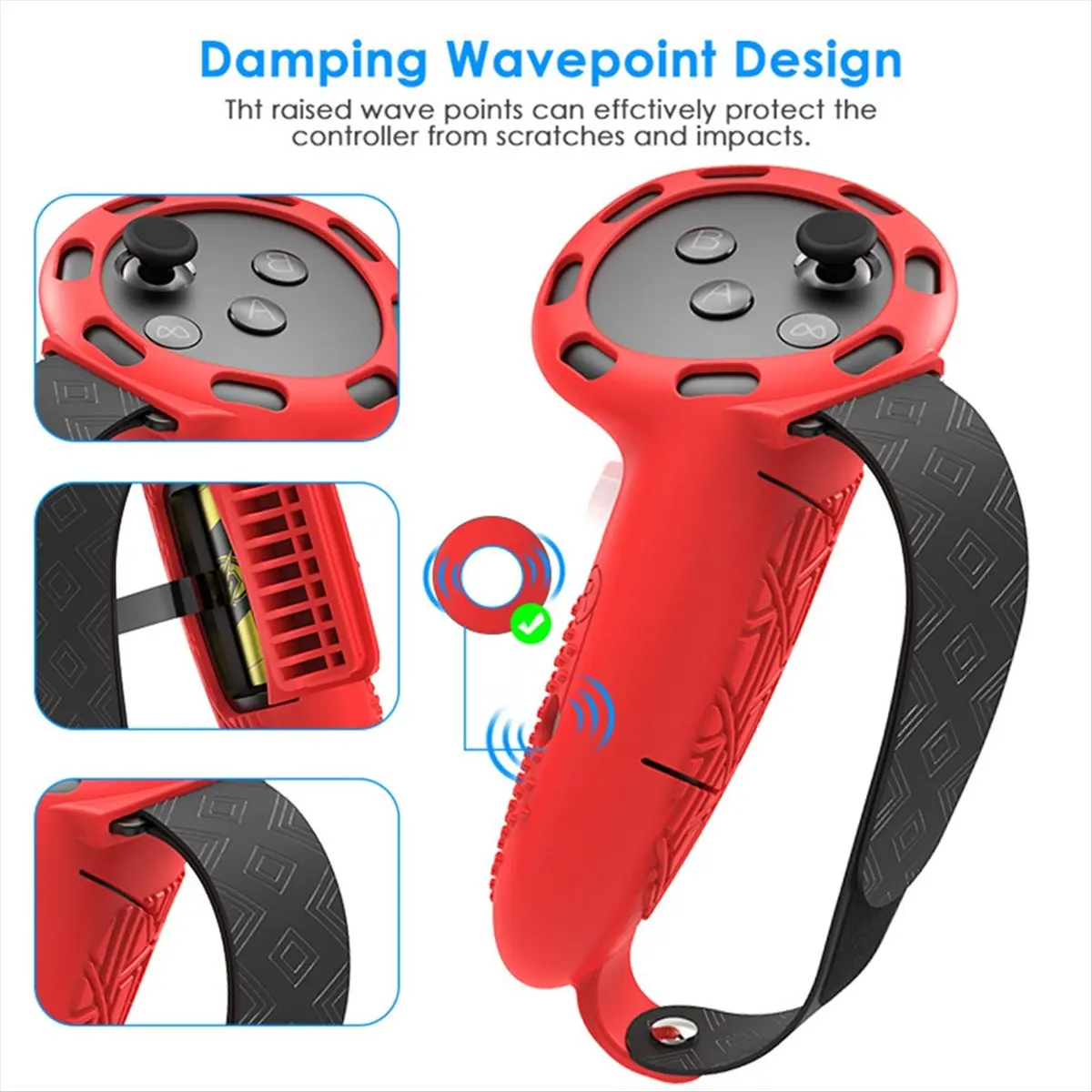 

Защитный чехол для линз A73T, противоударный защитный чехол для VR-гарнитуры, чехол для контроллера Meta Quest 3S, набор из 7 предметов, красный