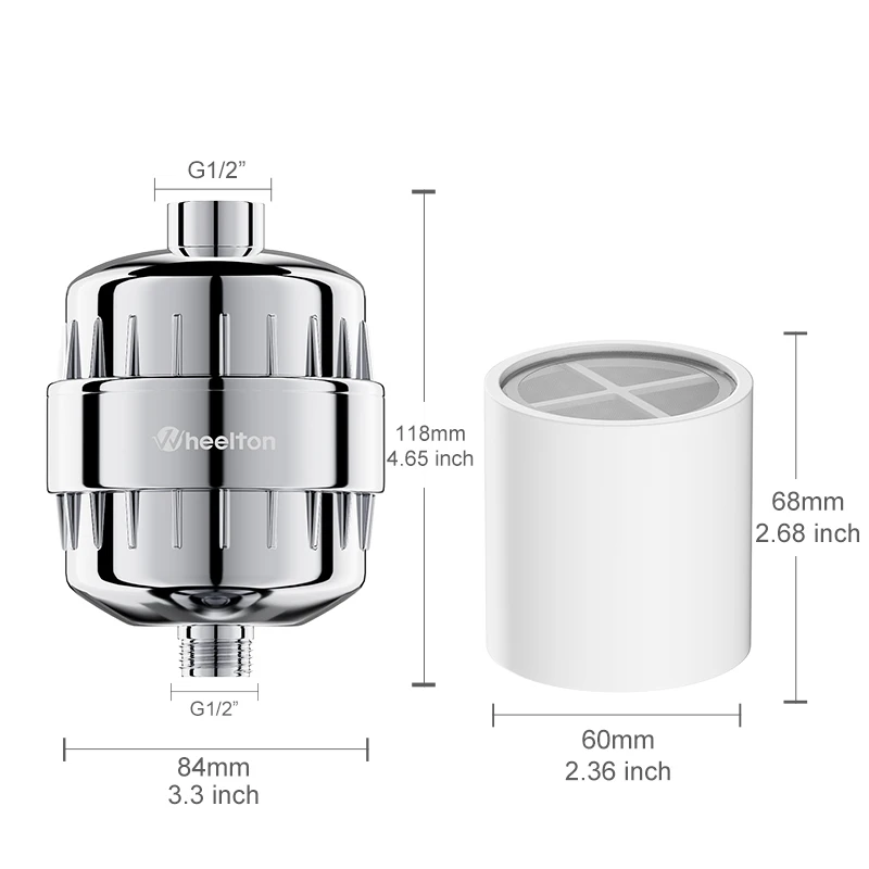 Wheelton Фильтр для душа для ванны (WHT-303-3E) Смягчитель для удаления хлора и тяжелого металла Фильтр для воды Очиститель для здорового купания