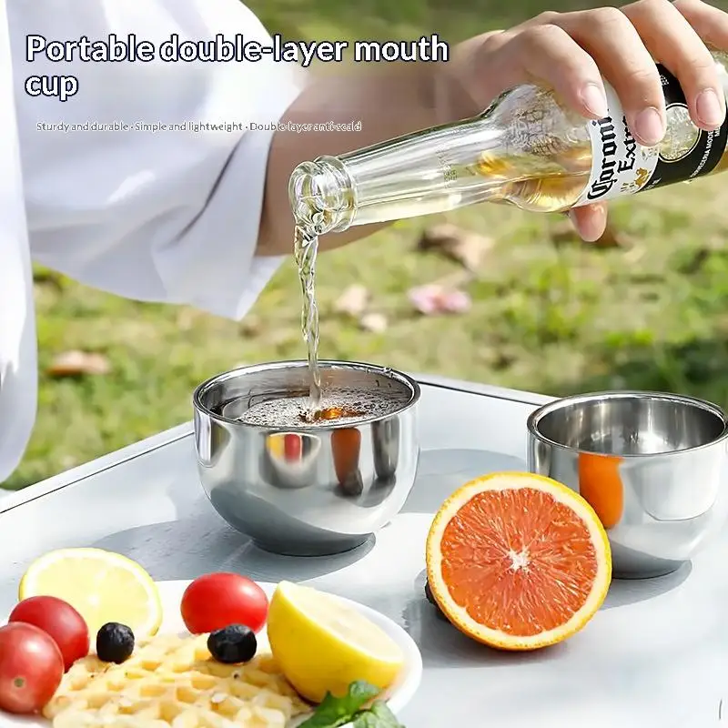 Multi-function 50/75/100/150ML Stainless Steel Cup Double Layer Thicken Espresso Coffee Cup Smooth Shaving Mug