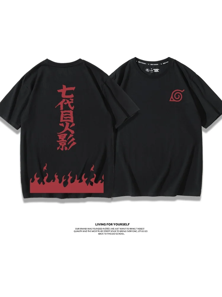 تي شيرت رجالي بأكمام قصيرة مستوحى من أنمي ناروتو، زي تنكري عصري للصيف، قميص فضفاض من القطن مطبوع وقابل للتنفس #1