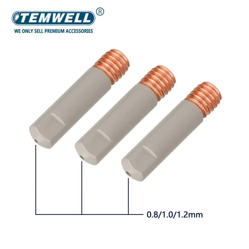 Embouts de Contact de Soudage MB 15AK, Nouveau Revêtement, Protection, 25mm M6, Buse à Gaz, 0.8mm-1.2mm, Torche de Soudage MIG, Pièces d'Outils, 10 Pièces