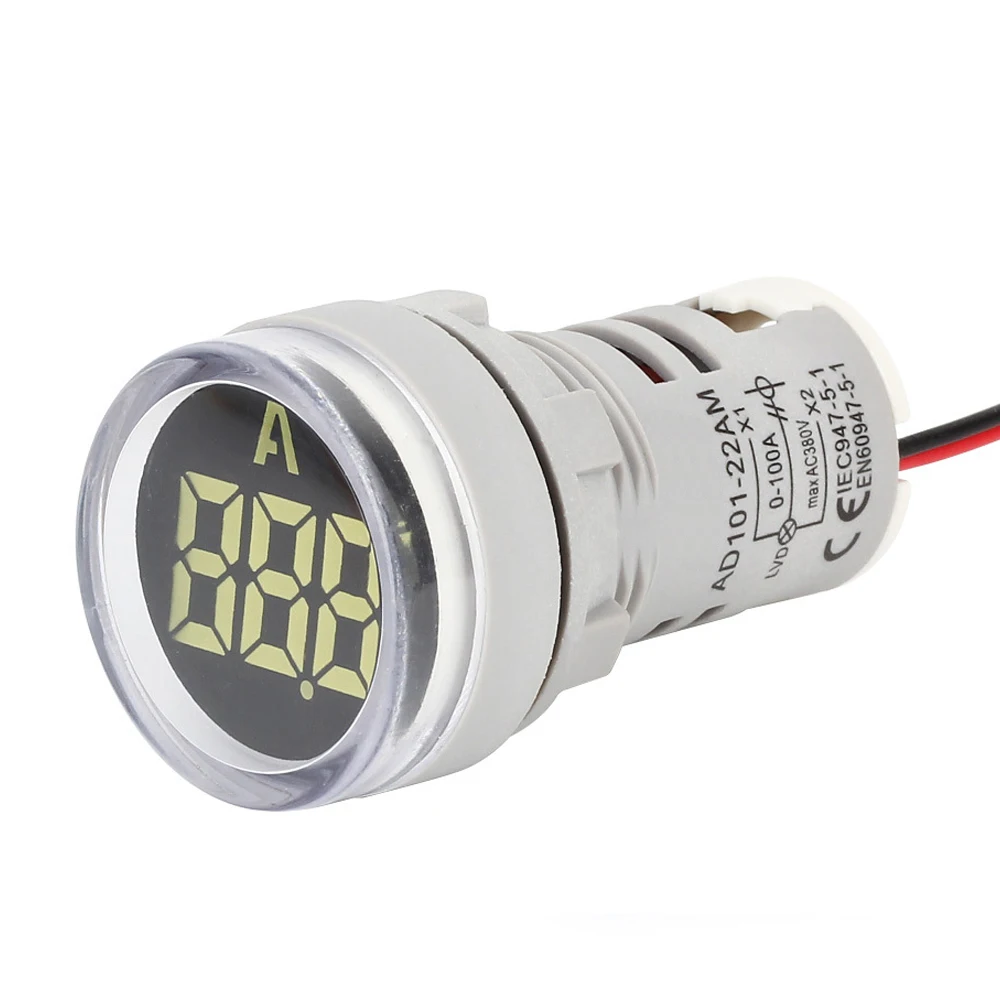 ABILKEEN Large Screen LED Illuminate Round Head Plastic Current Meter 0-100A AC220V Digital Display Industrial Ammeter