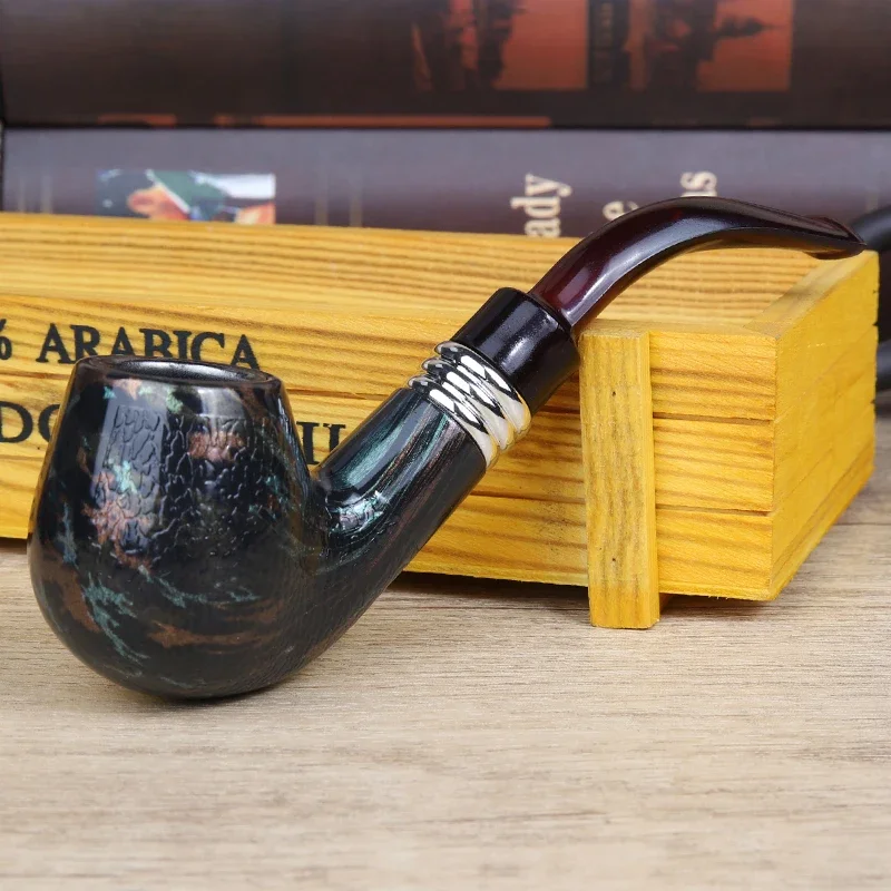 New Resin Wood Smoking Pipe Snake Scale Bent Pipes Chimney Glown Tobacco Pipe Tube Cigar Grinder Smoke For Men\'s Gifts Smoking