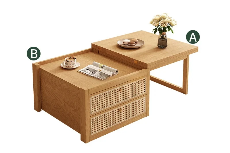 Folding Coffee Table Simple Solid Wood Lifting Dual-Use Multi-Functional Tea Table Combination