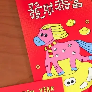 6Pcs/Set Paper 2026 Horse Year Red Envelope Traditional Cartoon Chinese New Year Envelope Lucky Bless Words