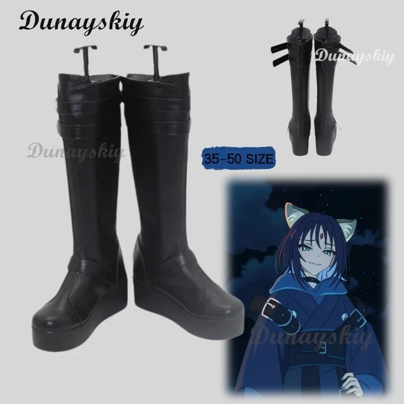 

Sakayori Iroha Black PU Boots Cosplay Shoes For Cosmic Princess Kaguya Anime Women Cosplay