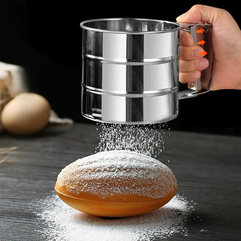 

Stainless Steel Flour Sieve Lcing Sugar Shaker Professional Powdered Sugar Reusable for Flour Sugar Spices Kitchen Baking Tool