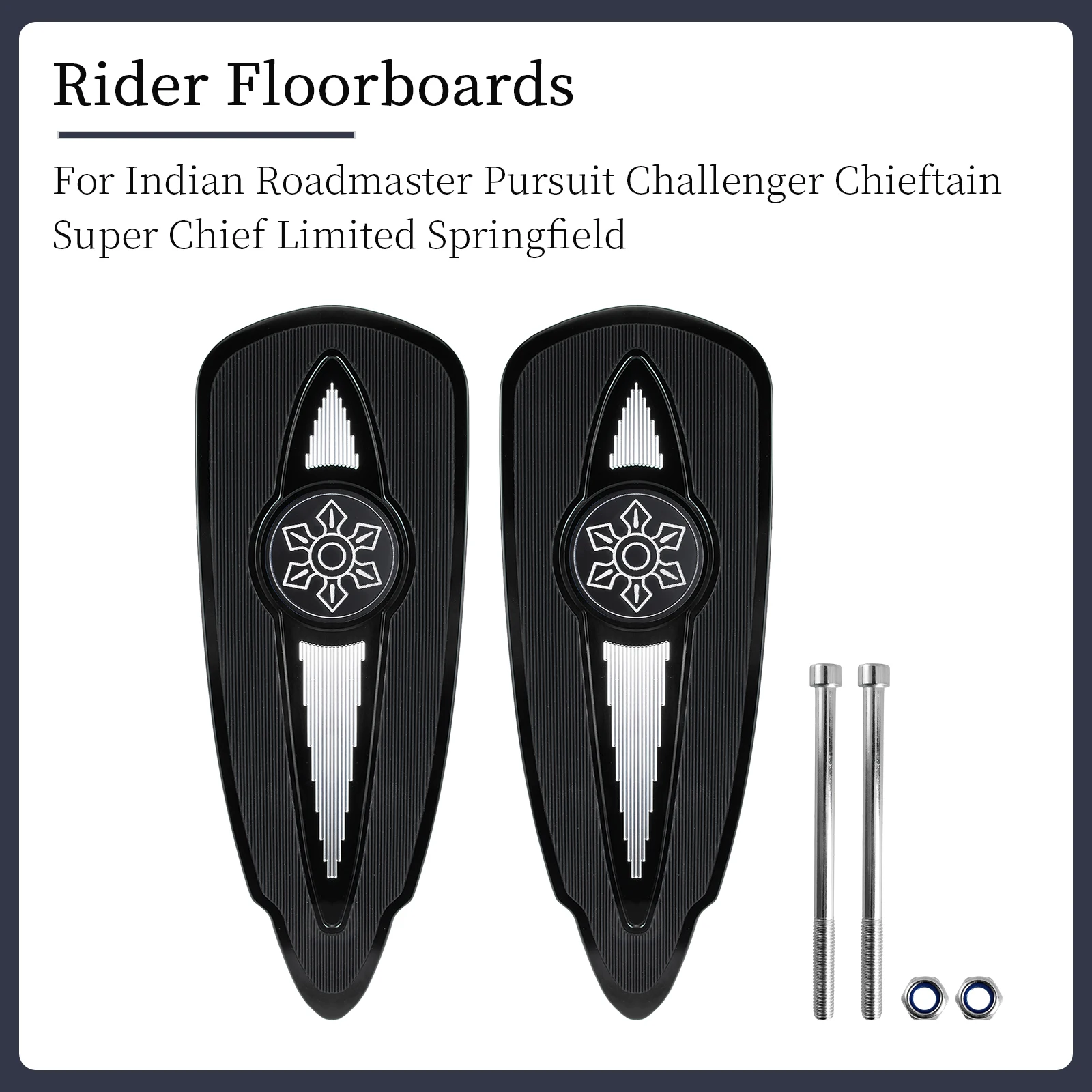 1Pair Black Front Floorboards For Indian Challenger Springfield Chieftain Chief Dark Horse 2016 2018 2024 Driver Wide Foot Pegs