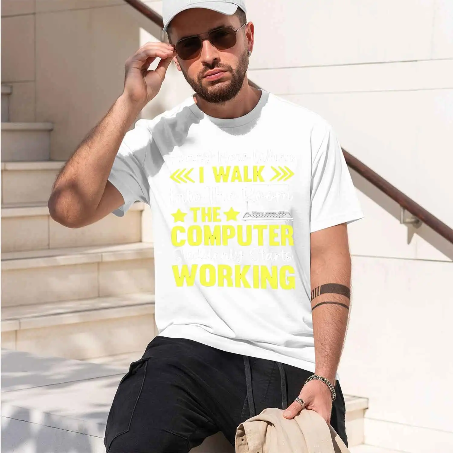 Funny How When I Walk Into The Room The Computer T Shirt Men Mans Custom T Shirt for Men bet 2026 New Model Short-sleeve crewnec