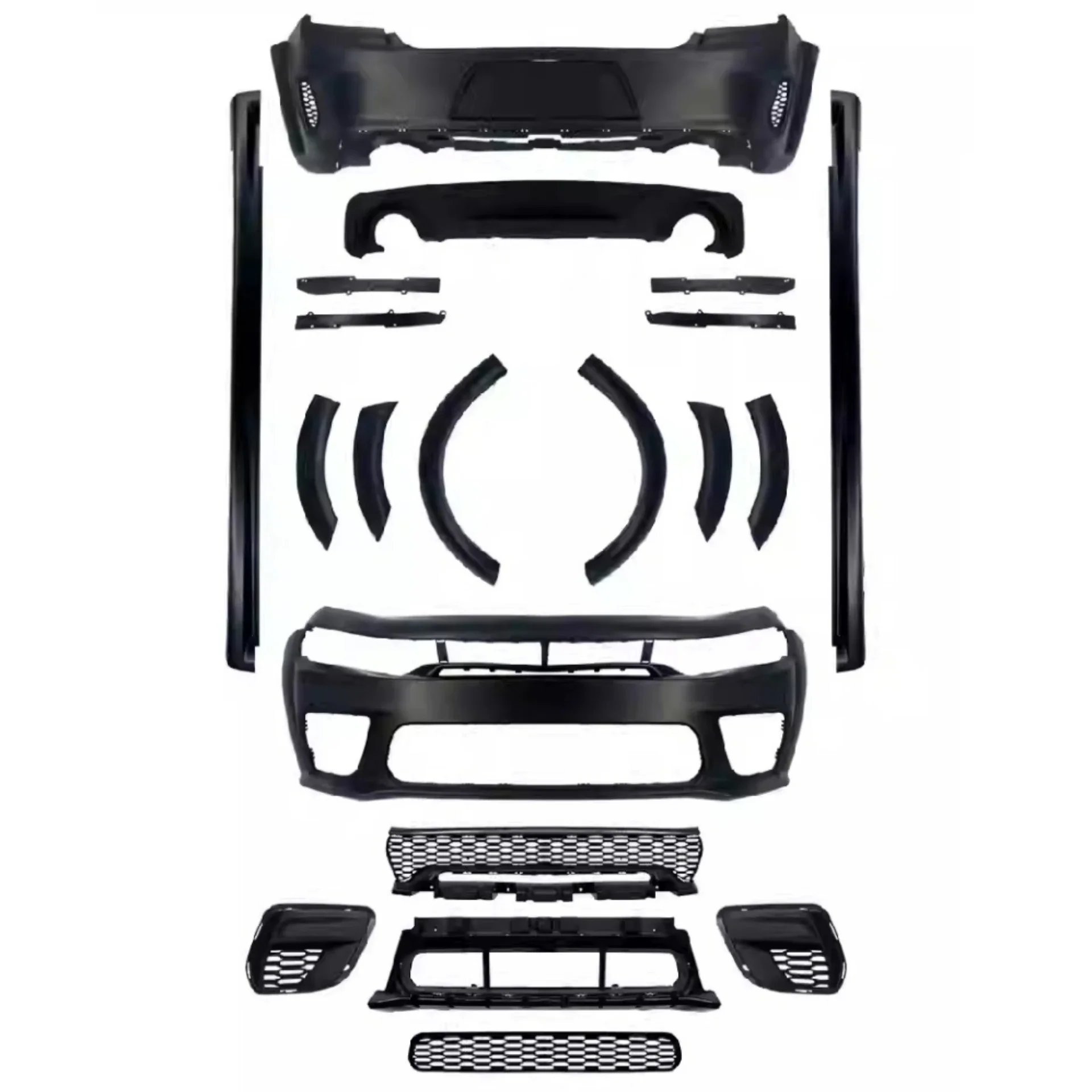 

Front Rear Bumper Assembly Side Skirt for Dodge Charger 15-23 Upgraded Challenger SRT 21 Style Body Kit Car Accessories
