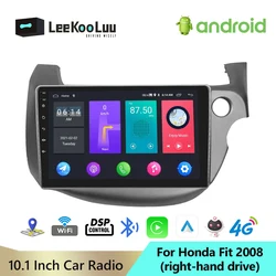 Leekooluu 2ディンアンドロイド11車ステレオラジオgpsマルチメディアビデオプレーヤー4グラムwifi dsp carplayホンダフィットジャズ2007 2008 -2013