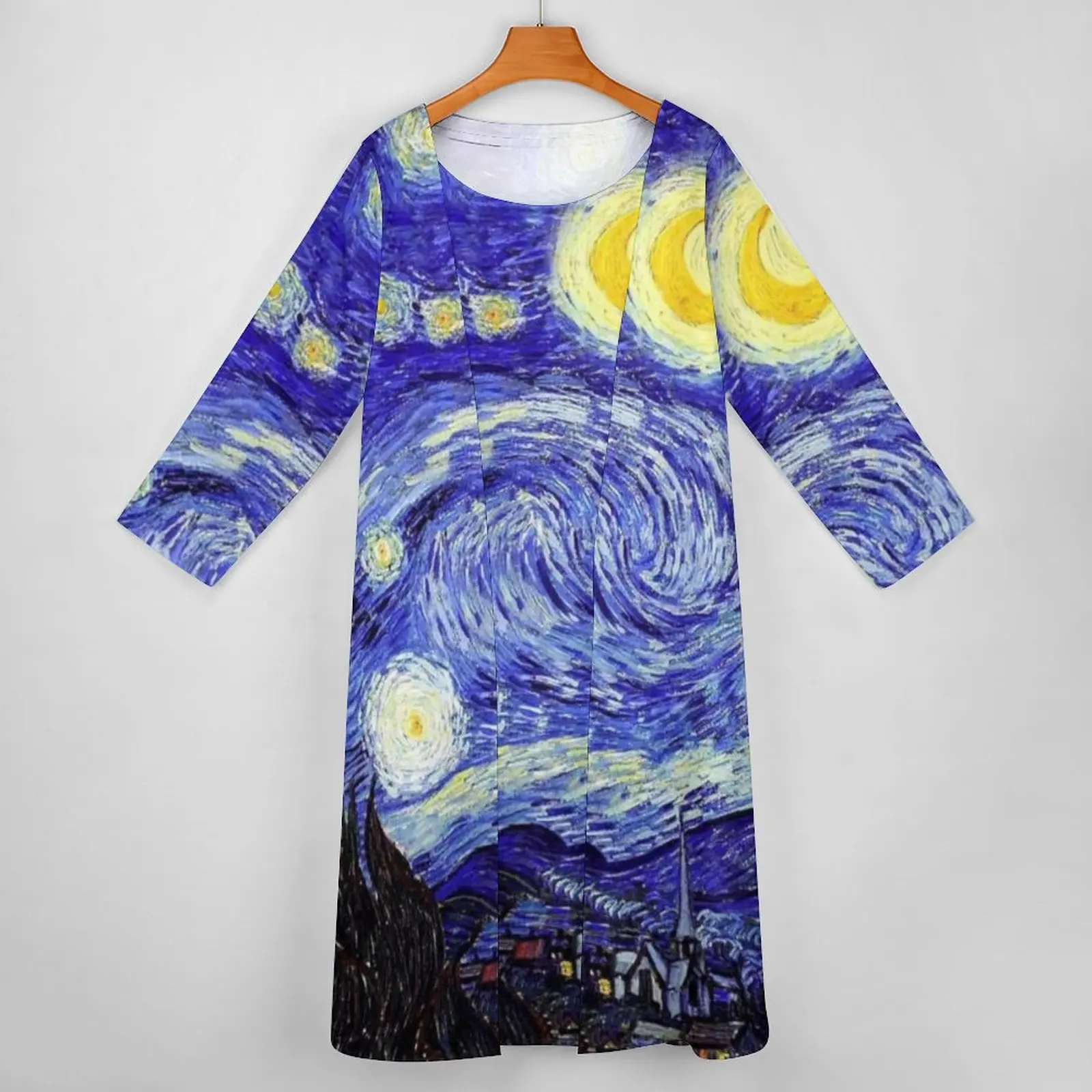 Van Gogh Mountains Dress Two Piece Starry Night Mountain Inspiration Street Style Casual Long Dresses Women Sexy Maxi Dress Gift