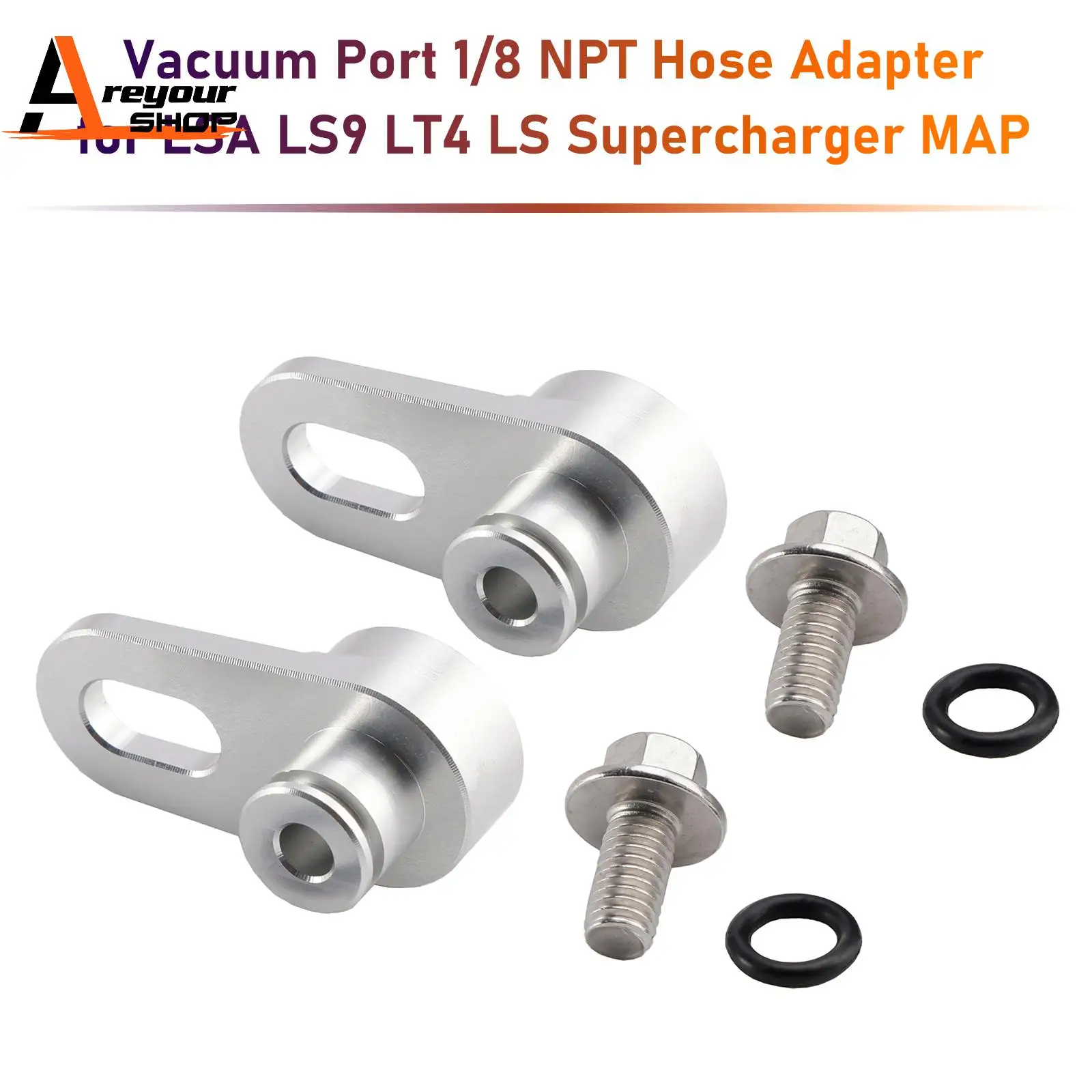 Areyourshop Vacuum Port 1/8 NPT Hose Adapter for LSA LS9 LT4 LS Supercharger MAP