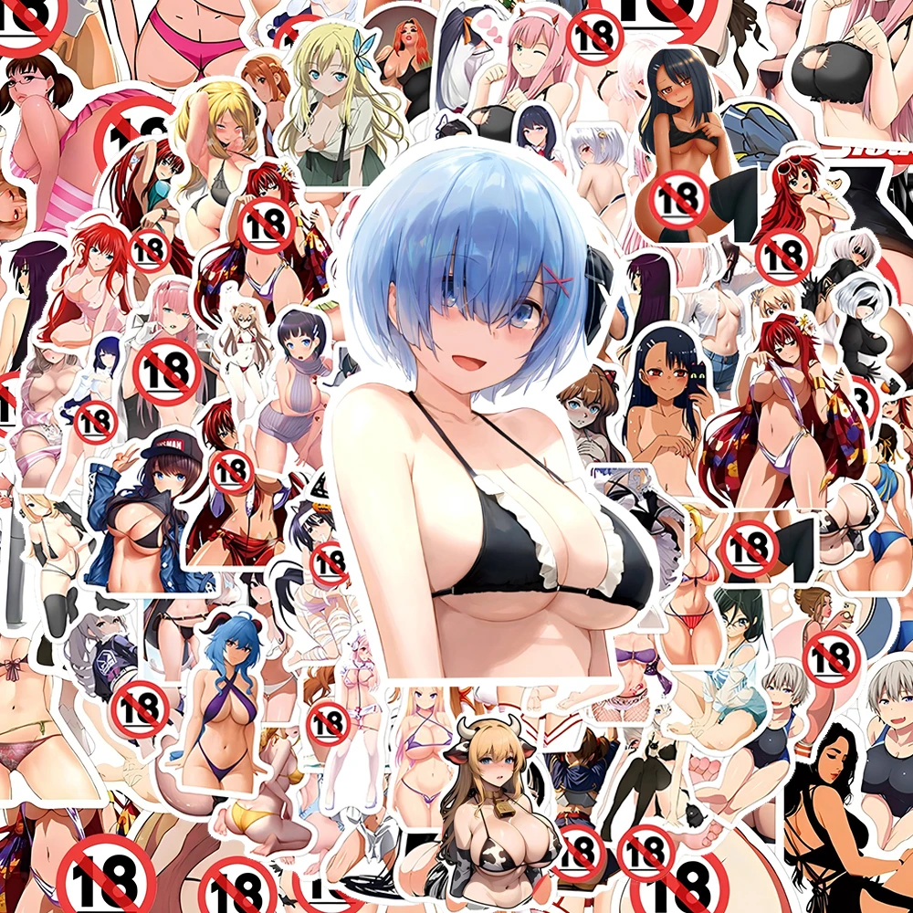 

100/300pcs Hentai Sexy Anime Girl Stickers for Adult Waterproof Graffiti Laptop Motorcycle Helmet Cool Waifu Sticker Packs