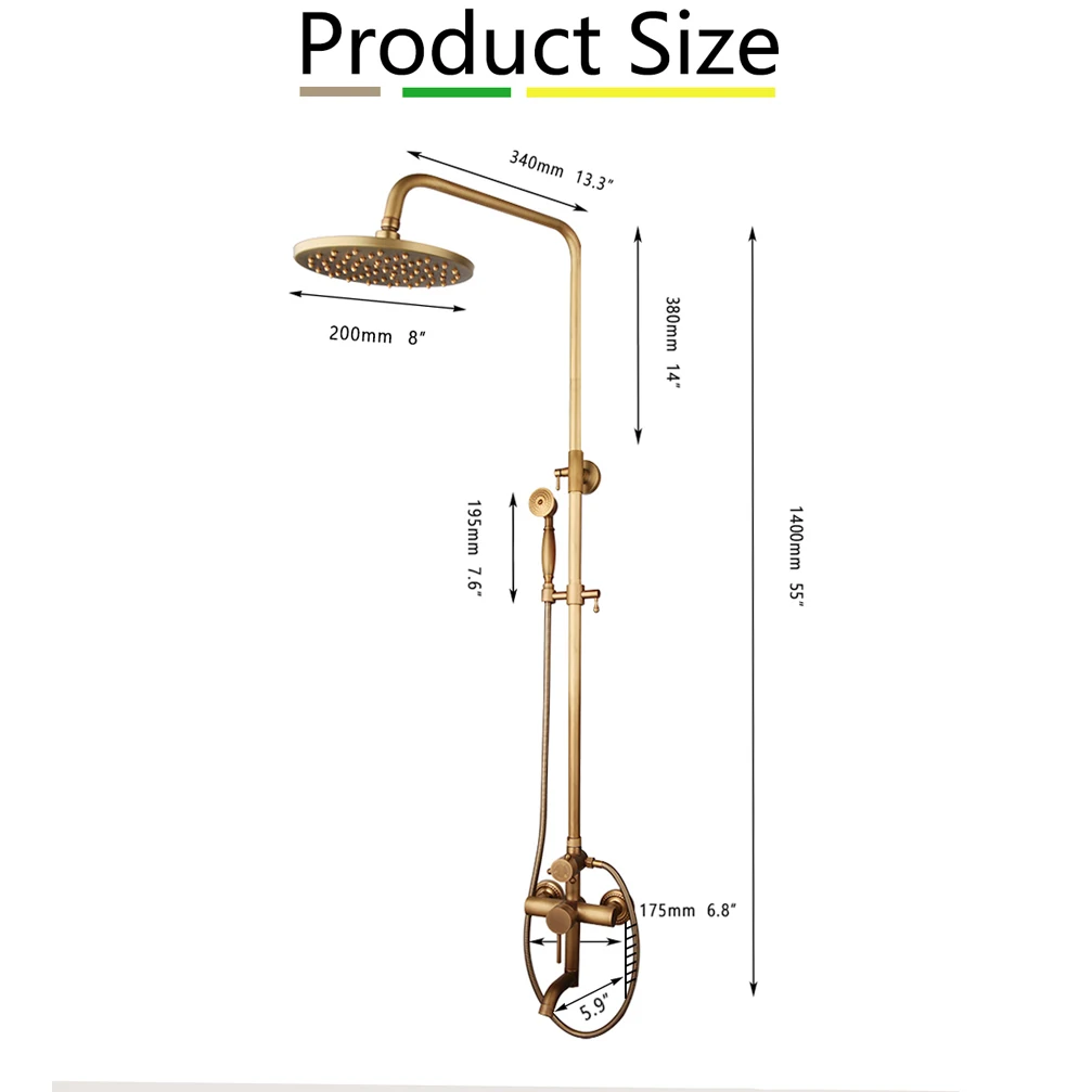 Imagem -03 - Zappo-antique Brass Bathroom Shower Faucets Rainfall Shower Head Banheira Giratória Mixer Tap Wall Mounted System