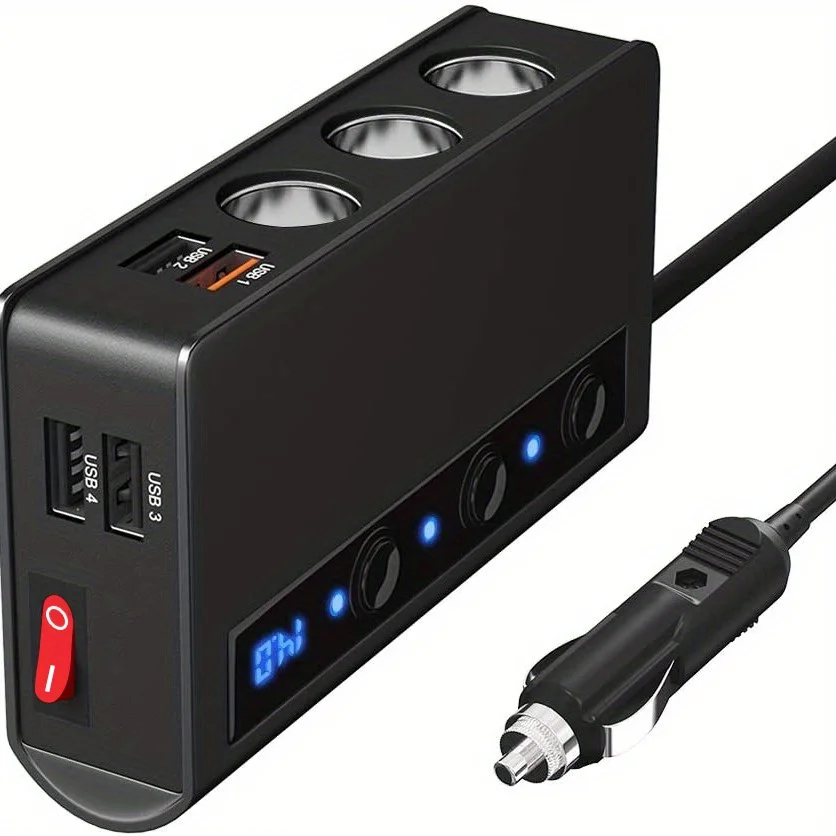Cargador de Coche Multiplaza con Adaptador 12V/24V y 4 Puertos USB