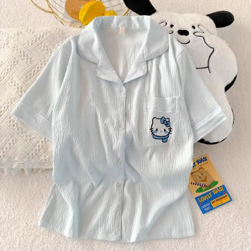 Cartoon Hallo Kitty Pyjamas Set frau Loungewear Im Freien Y2K Anime Süße Haushalts Kleidung Student Kawaii Hause Tragen Mädchen Geschenk