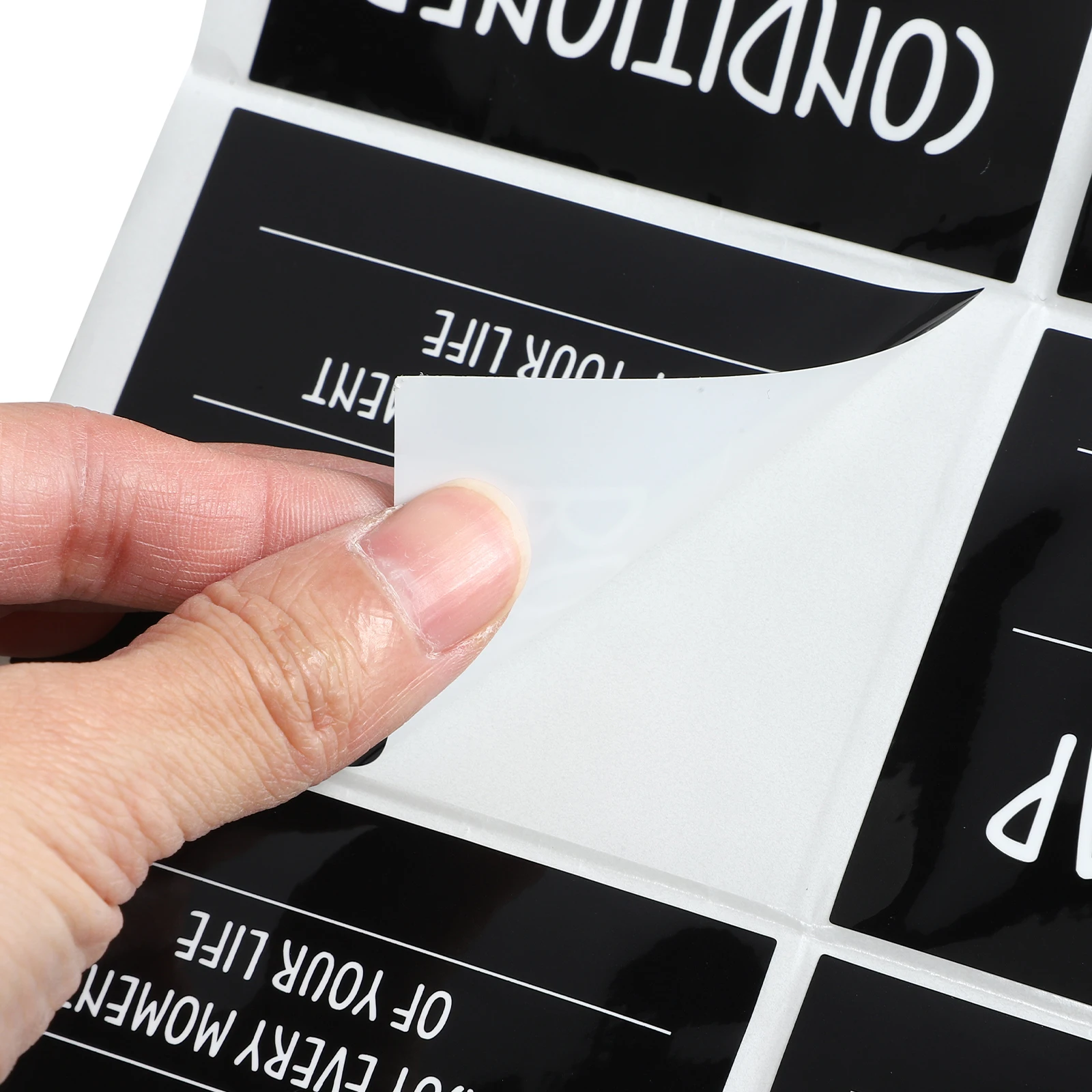 

6 Pieces Black Bathroom Labels 7.8x5.8cm Waterproof PVC Self-adhesive Stickers for Shampoo Bath Lotion Dispenser Containers
