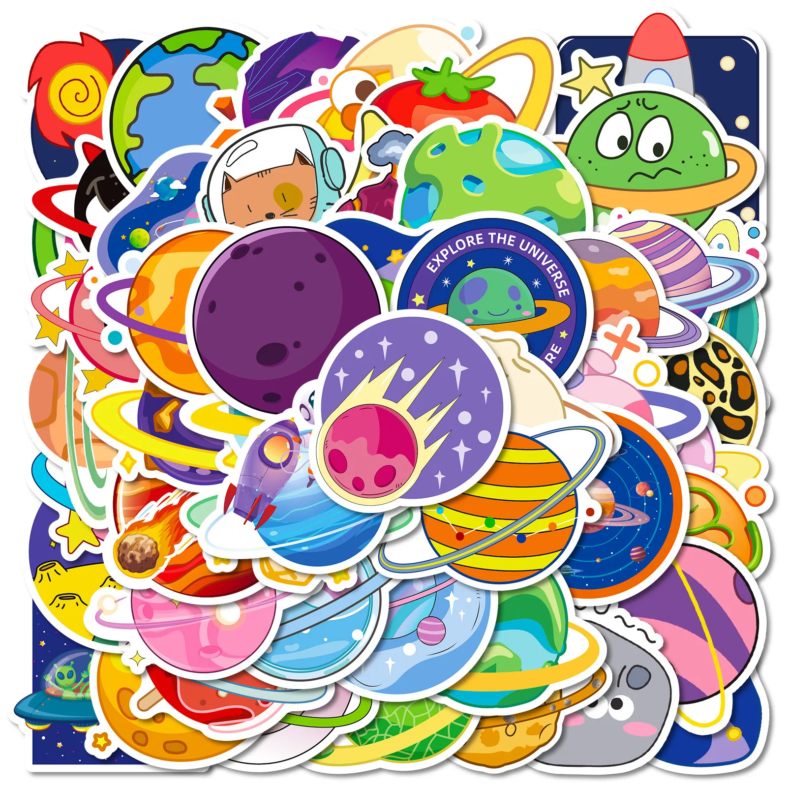 10/30/50PCS Creative Planet Stickers Cartoon Cute Graffiti Decoration Laptop Scrapbook Skateboard Waterproof Decal Kids Toy