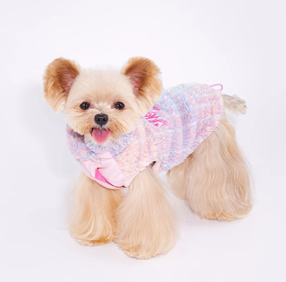 Thick Fleece Coat for Dogs and Cats, Retro Zipper Jacket, Small and Medium Dog Outwear, Pet Costume Clothes, Winter