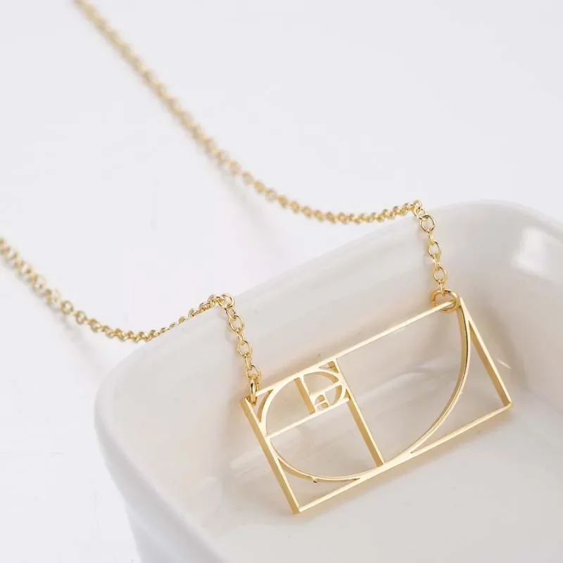 Fibonacci numerical chart Necklace Women Stainless Steel Square Pendants Fashion Jewelry Gifts for Woman Accessories